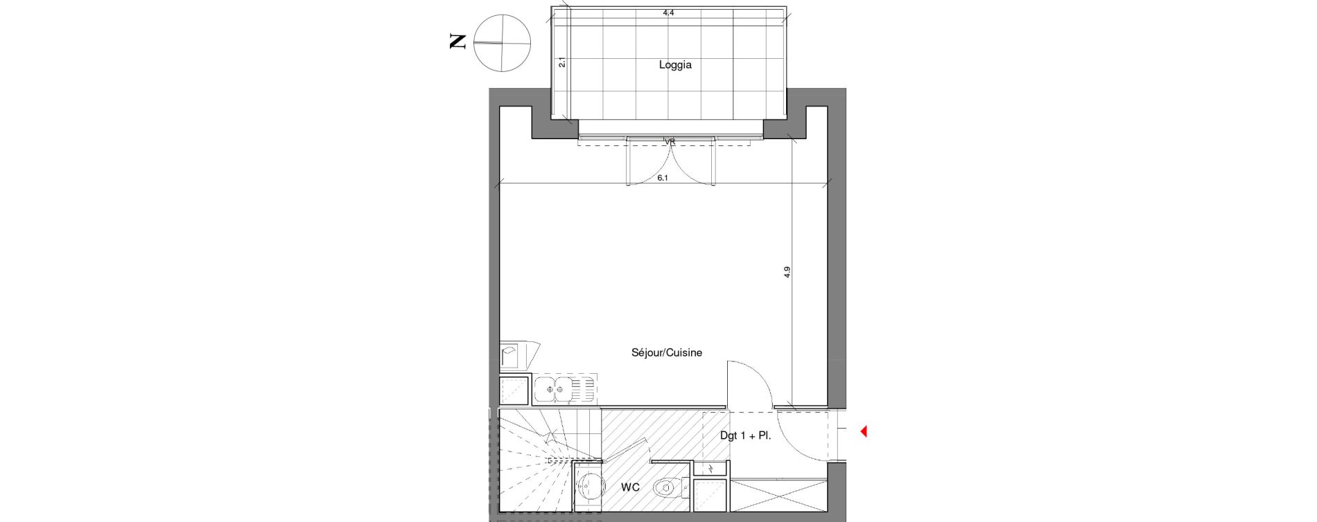 Duplex T3 de 66,80 m2 &agrave; Toulouse Croix daurade
