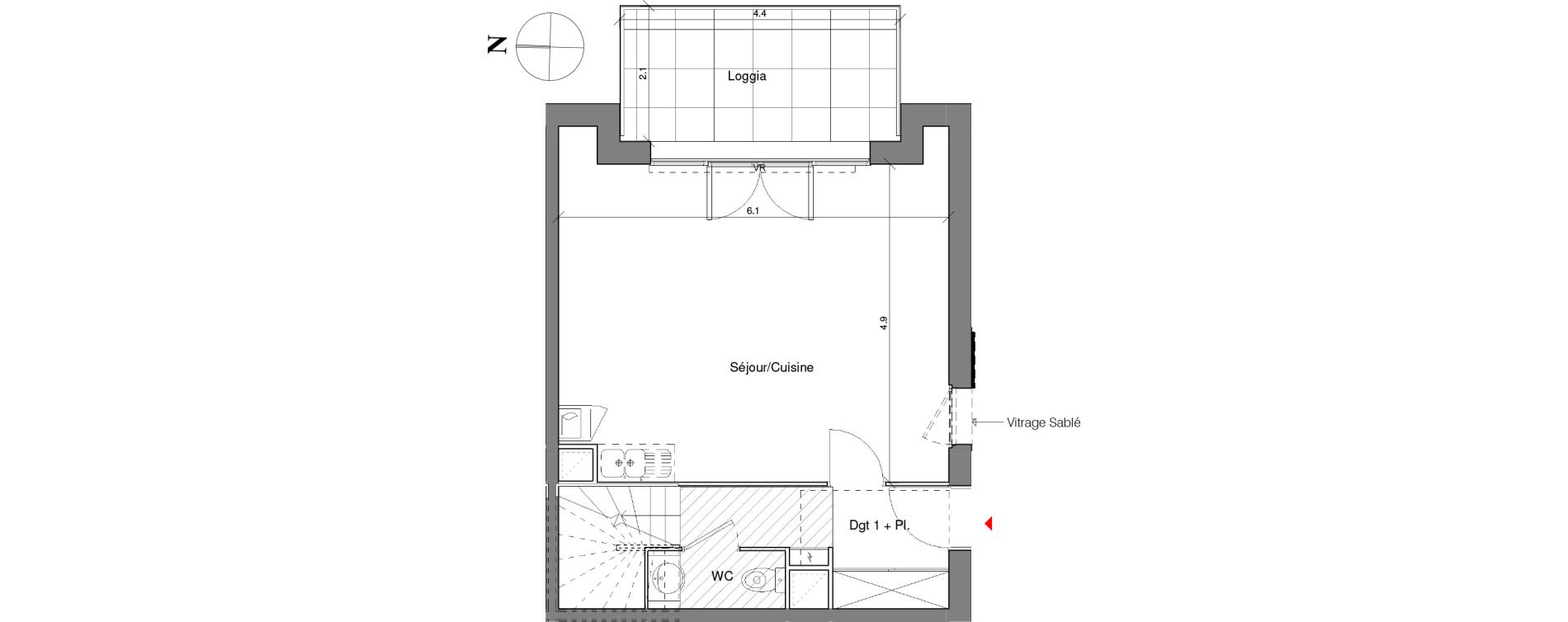 Duplex T3 de 67,70 m2 &agrave; Toulouse Croix daurade