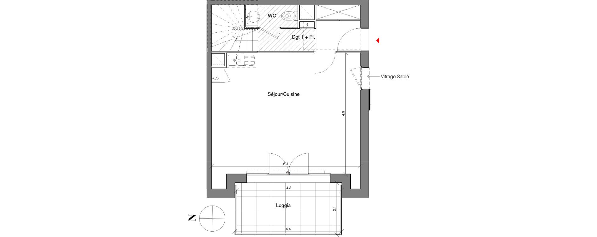 Duplex T3 de 67,70 m2 &agrave; Toulouse Croix daurade