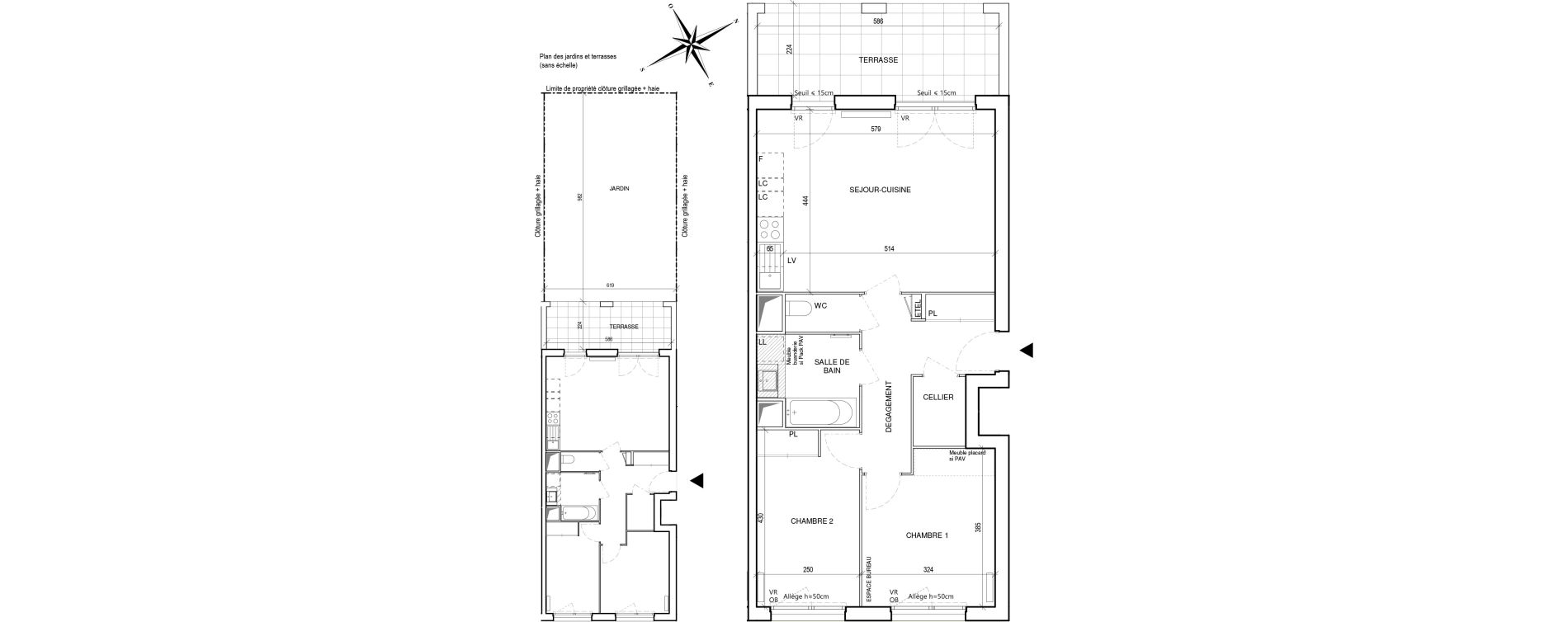 Appartement T3 de 66,11 m2 &agrave; Toulouse Malep&egrave;re
