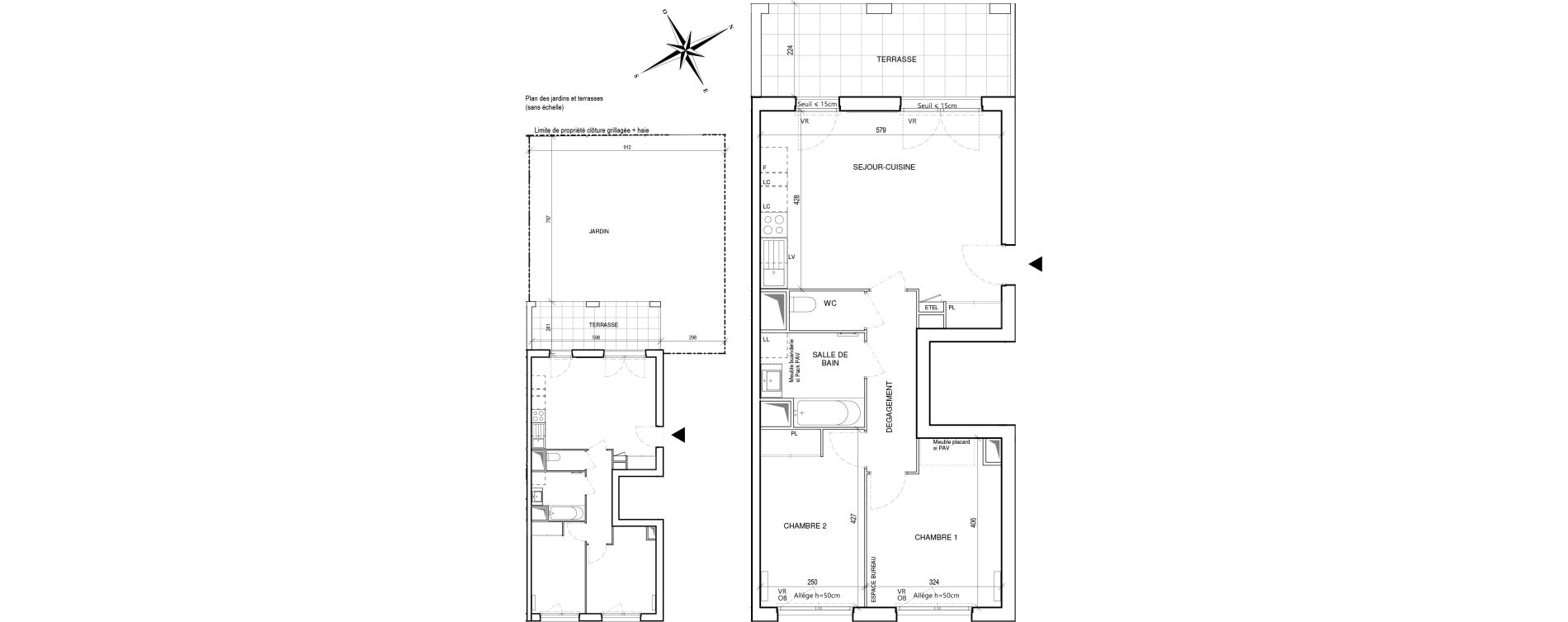 Appartement T3 de 60,61 m2 &agrave; Toulouse Malep&egrave;re