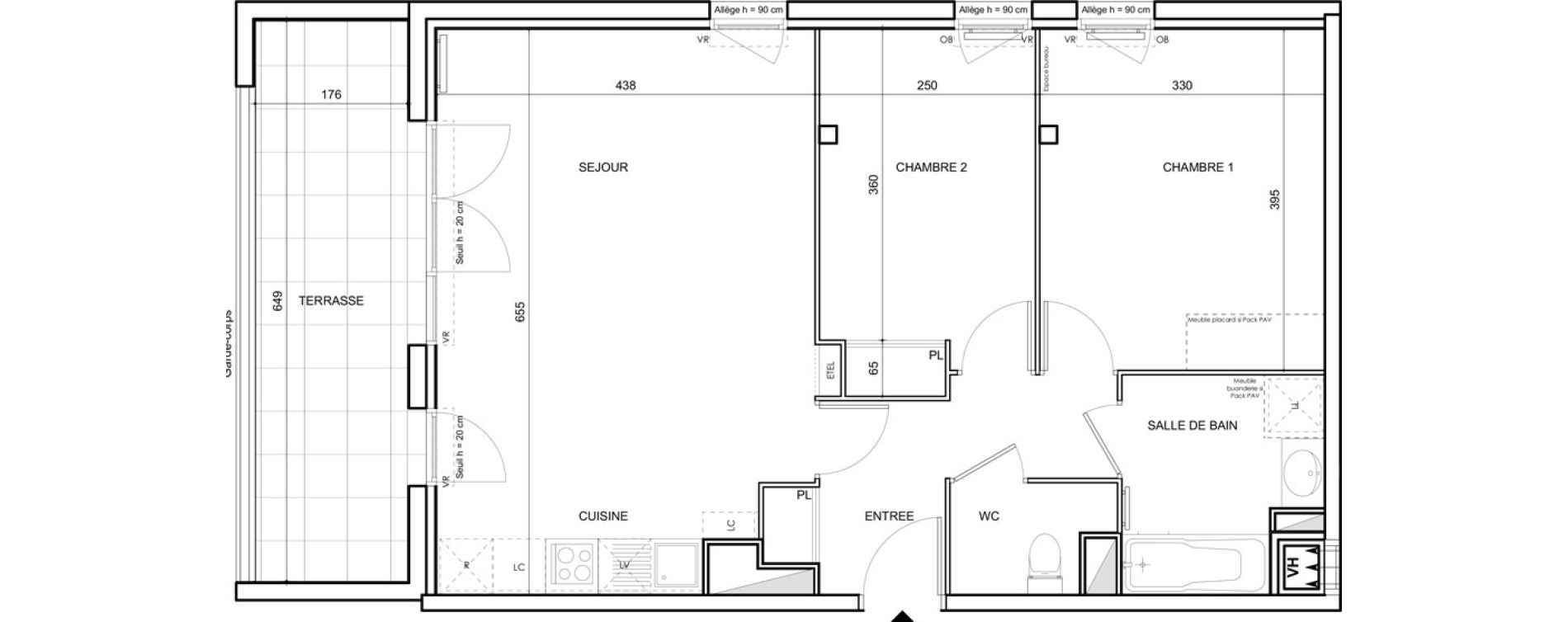 Appartement T3 de 64,25 m2 &agrave; Toulouse Malep&egrave;re