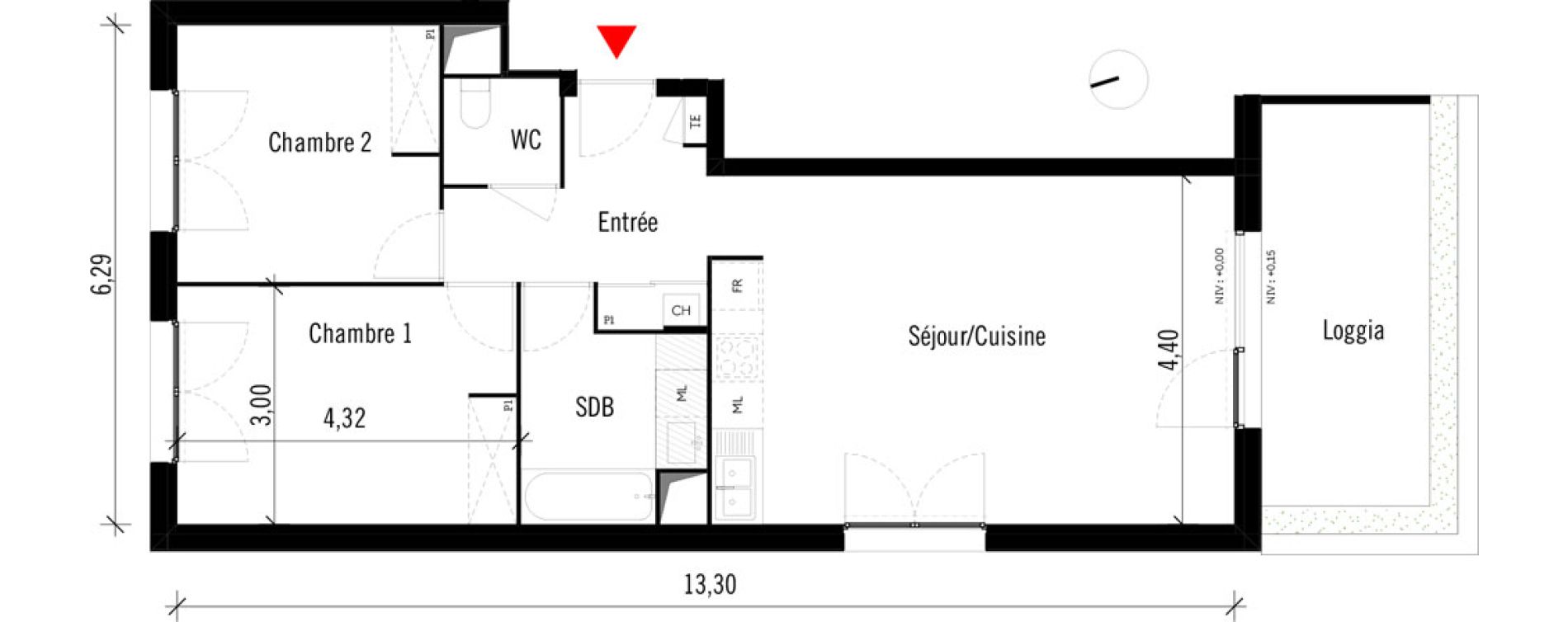Appartement T3 de 67,09 m2 &agrave; Toulouse Saint-martin-du-touch