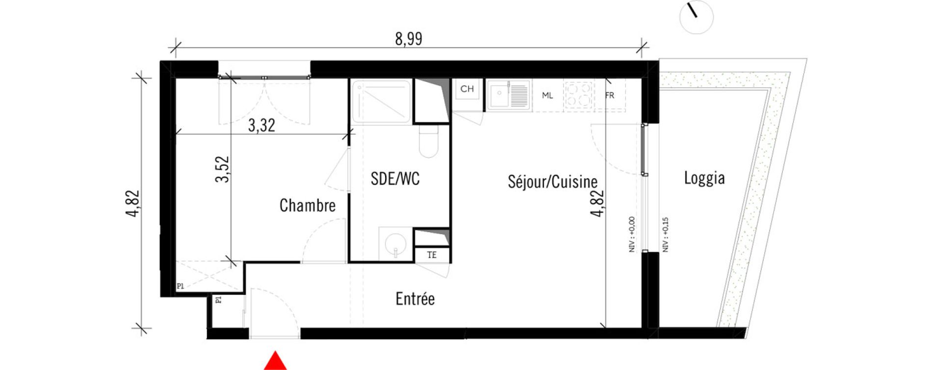 Appartement T2 de 41,45 m2 &agrave; Toulouse Saint-martin-du-touch
