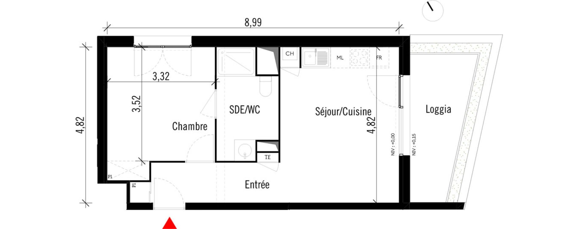 Appartement T2 de 41,45 m2 &agrave; Toulouse Saint-martin-du-touch