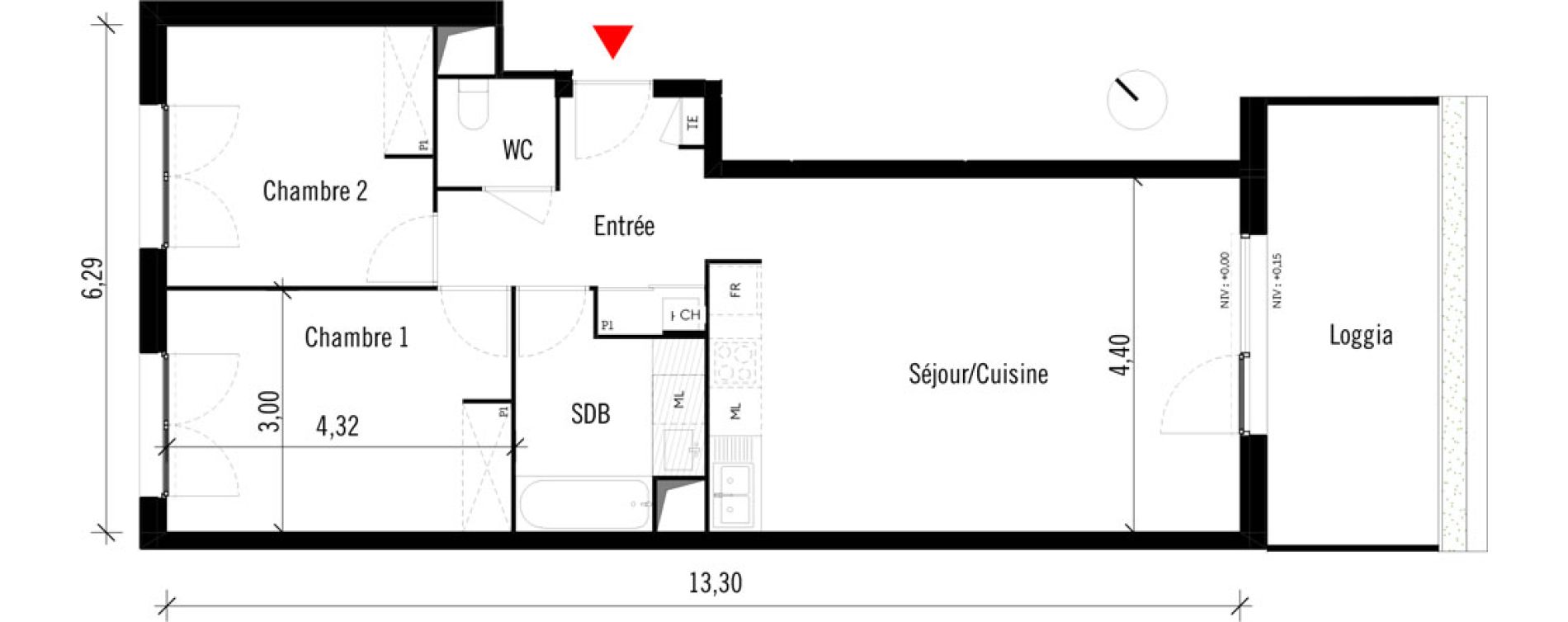Appartement T3 de 67,09 m2 &agrave; Toulouse Saint-martin-du-touch