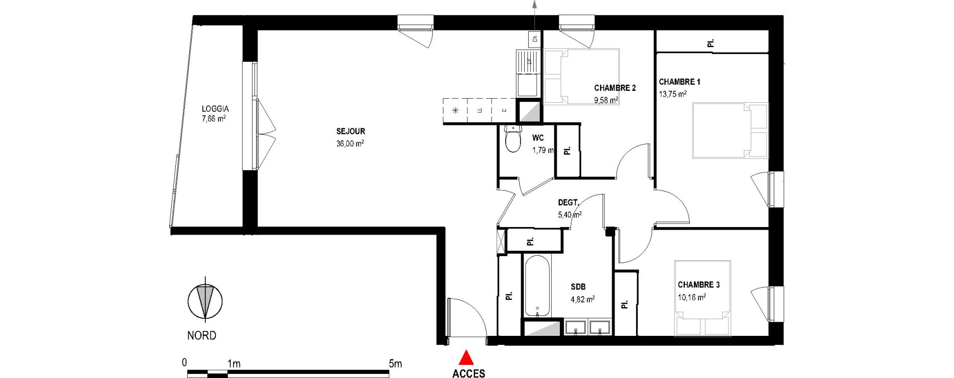 Appartement T4 de 81,50 m2 &agrave; Toulouse Croix daurade