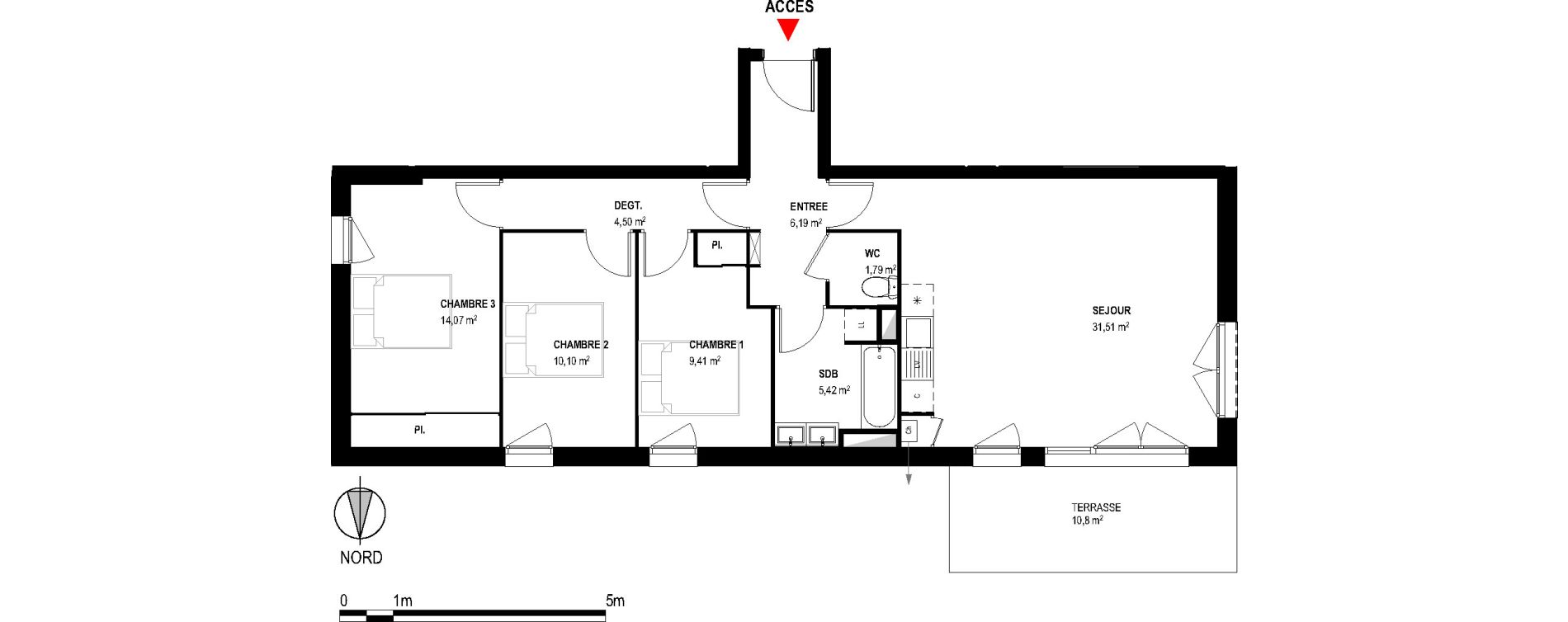 Appartement T4 de 82,99 m2 &agrave; Toulouse Croix daurade