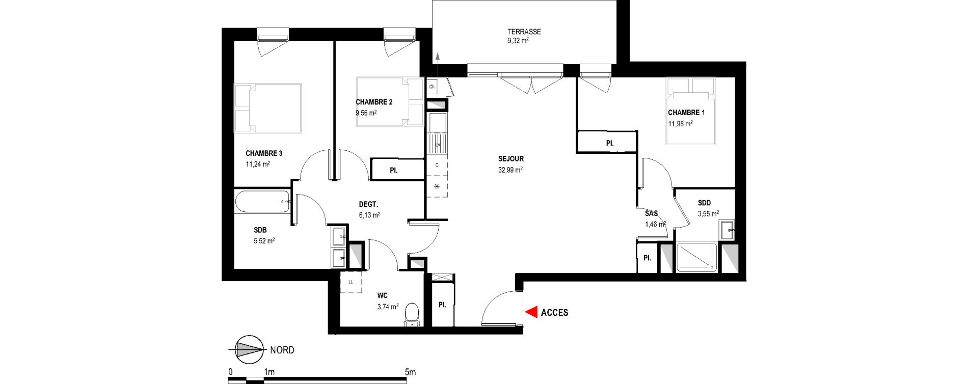 Appartement T4 de 86,17 m2 &agrave; Toulouse Croix daurade