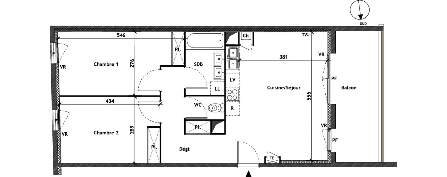 Appartement T3 de 63,28 m2 &agrave; Toulouse Croix daurade