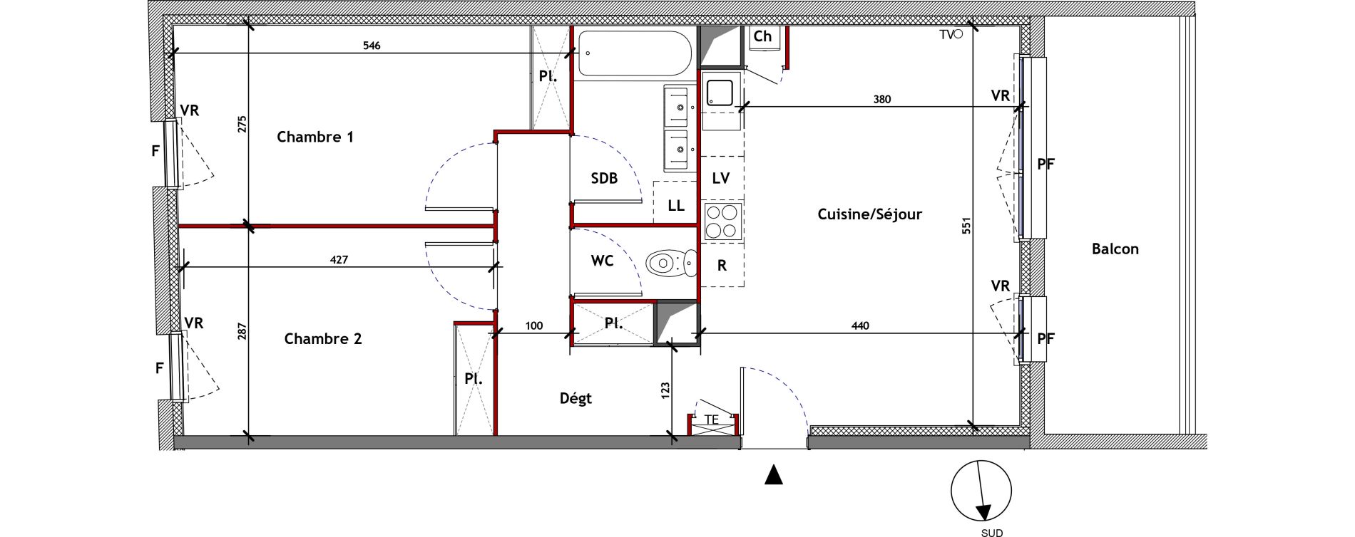 Appartement T3 de 63,28 m2 &agrave; Toulouse Croix daurade