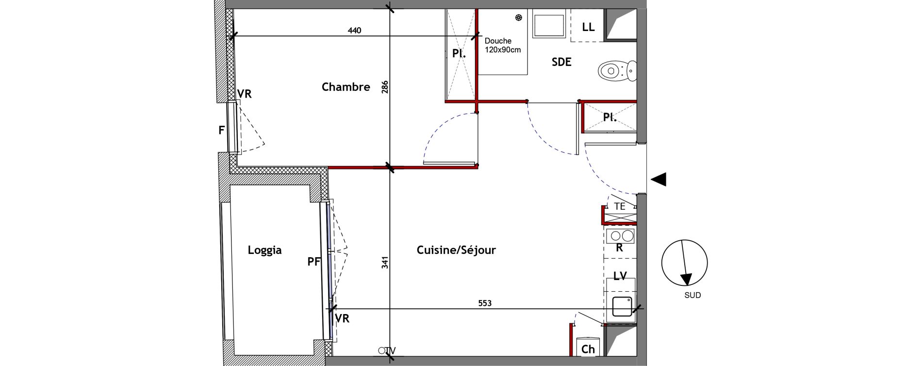 Appartement T2 de 38,49 m2 &agrave; Toulouse Croix daurade