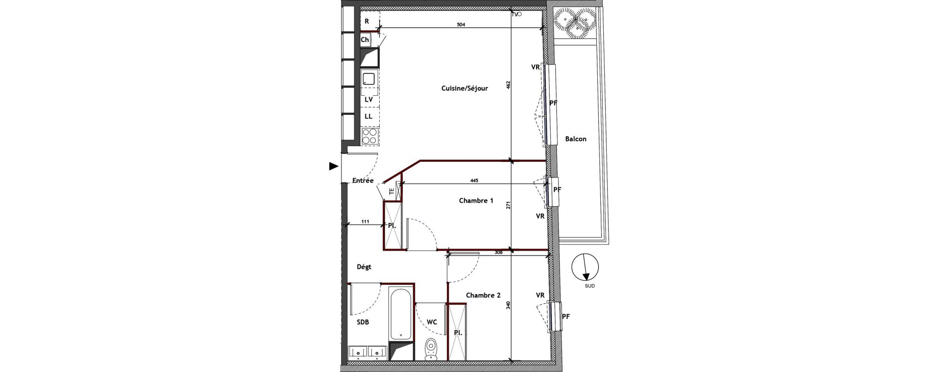 Appartement T3 de 62,88 m2 &agrave; Toulouse Croix daurade