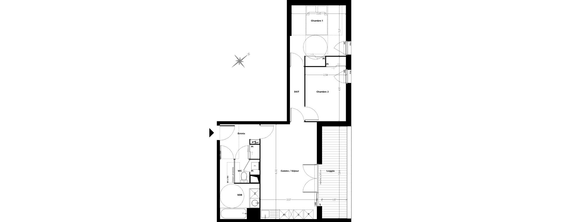 Appartement T3 de 60,94 m2 &agrave; Toulouse Croix daurade