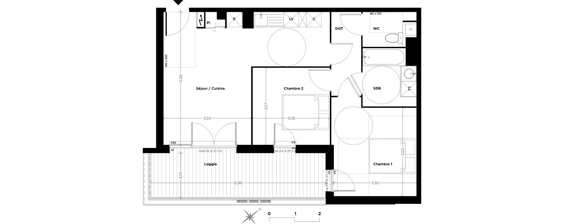 Appartement T3 de 57,49 m2 &agrave; Toulouse Croix daurade