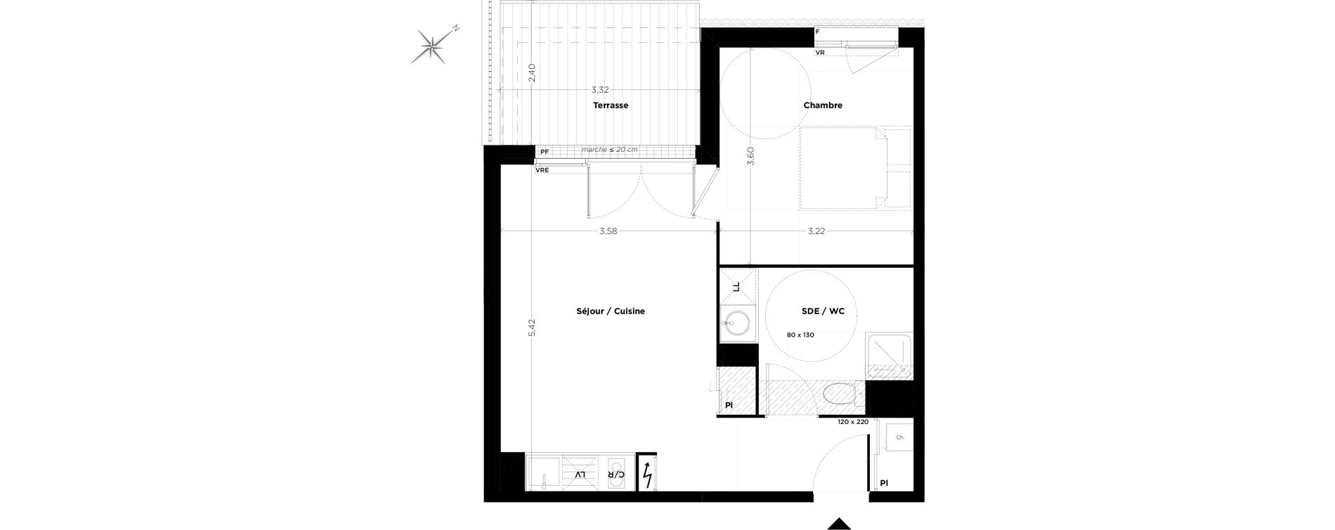 Appartement T2 de 41,65 m2 &agrave; Toulouse Croix daurade