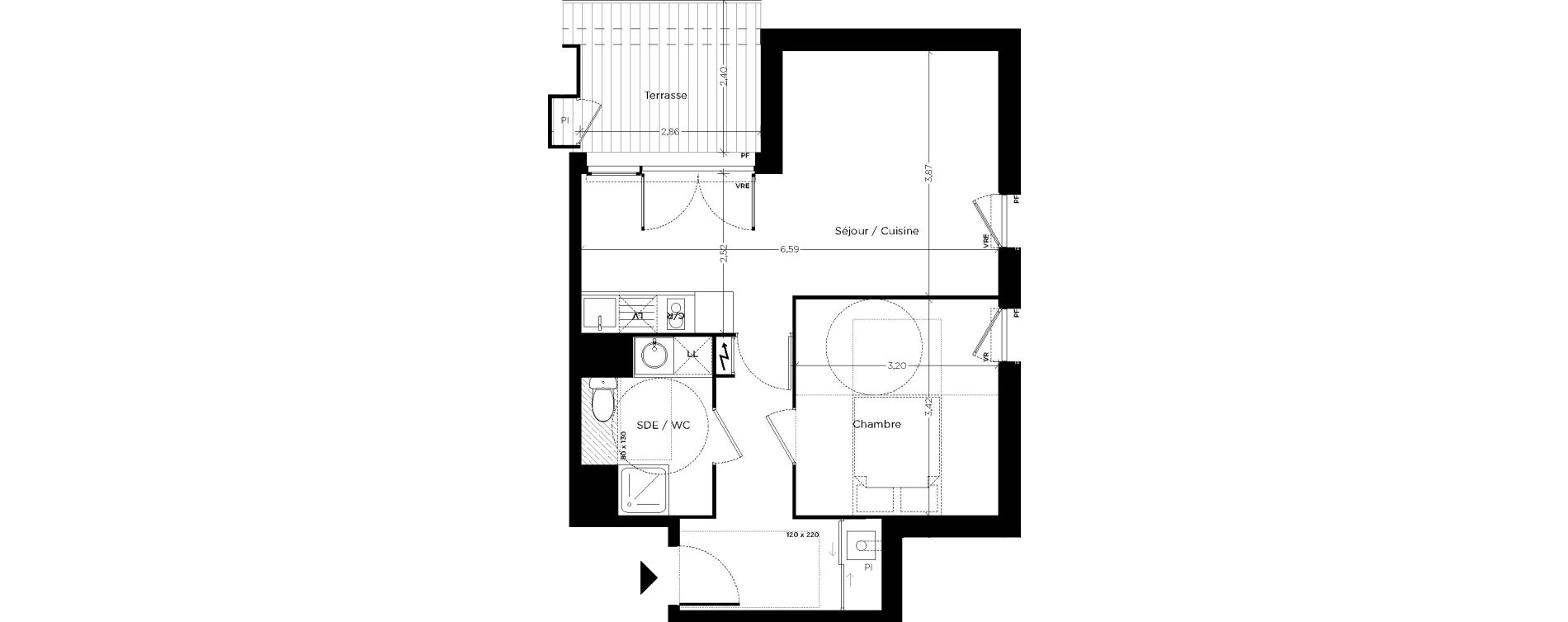 Appartement T2 de 45,05 m2 &agrave; Toulouse Croix daurade