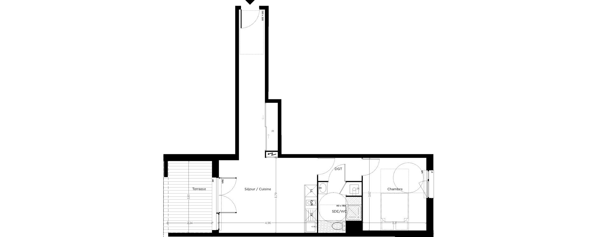Appartement T2 de 49,58 m2 &agrave; Toulouse Croix daurade