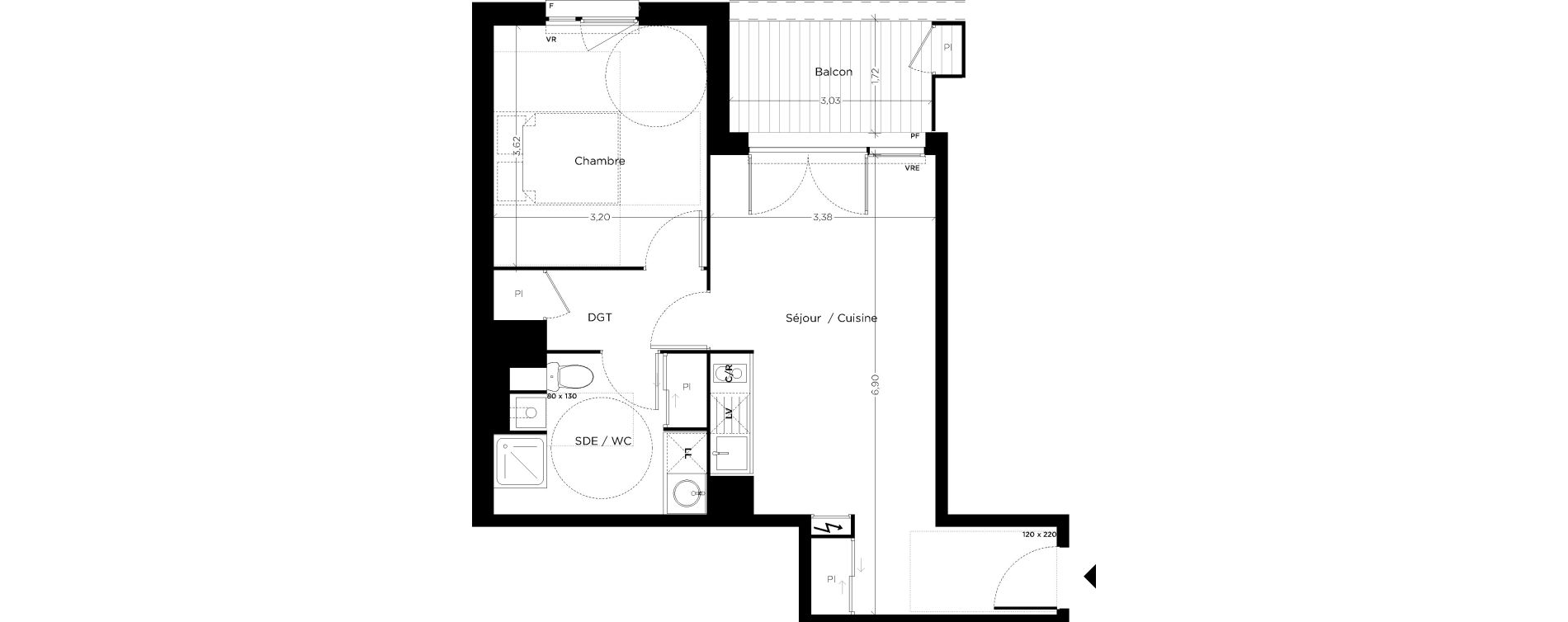 Appartement T2 de 45,13 m2 &agrave; Toulouse Croix daurade