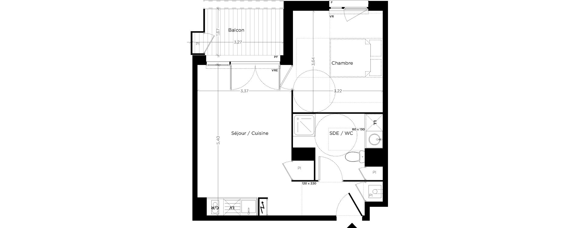 Appartement T2 de 40,01 m2 &agrave; Toulouse Croix daurade