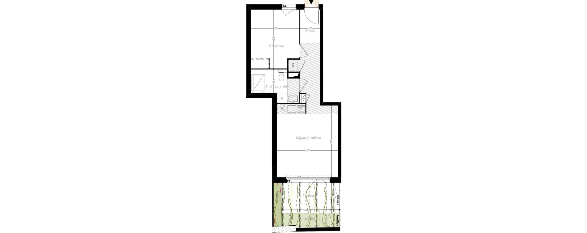 Appartement T2 de 43,68 m2 &agrave; Toulouse Marengo