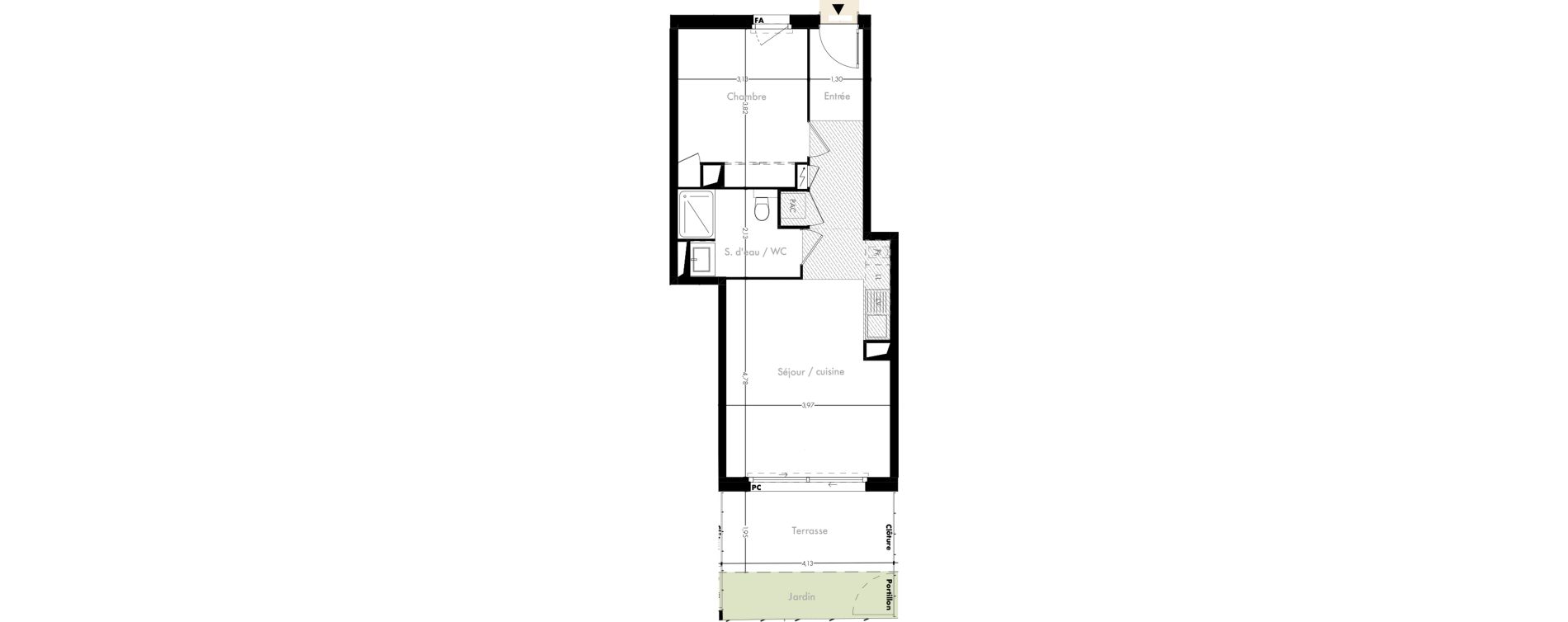 Appartement T2 de 44,75 m2 &agrave; Toulouse Marengo