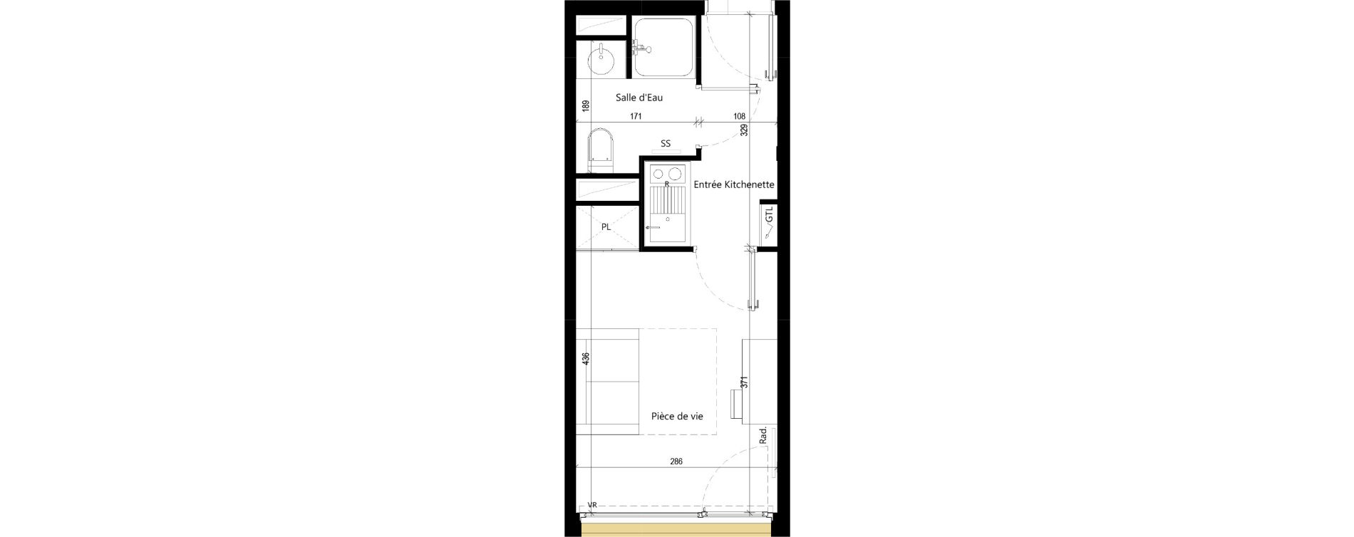 Appartement T1 meubl&eacute; de 18,86 m2 &agrave; Toulouse Rangueil