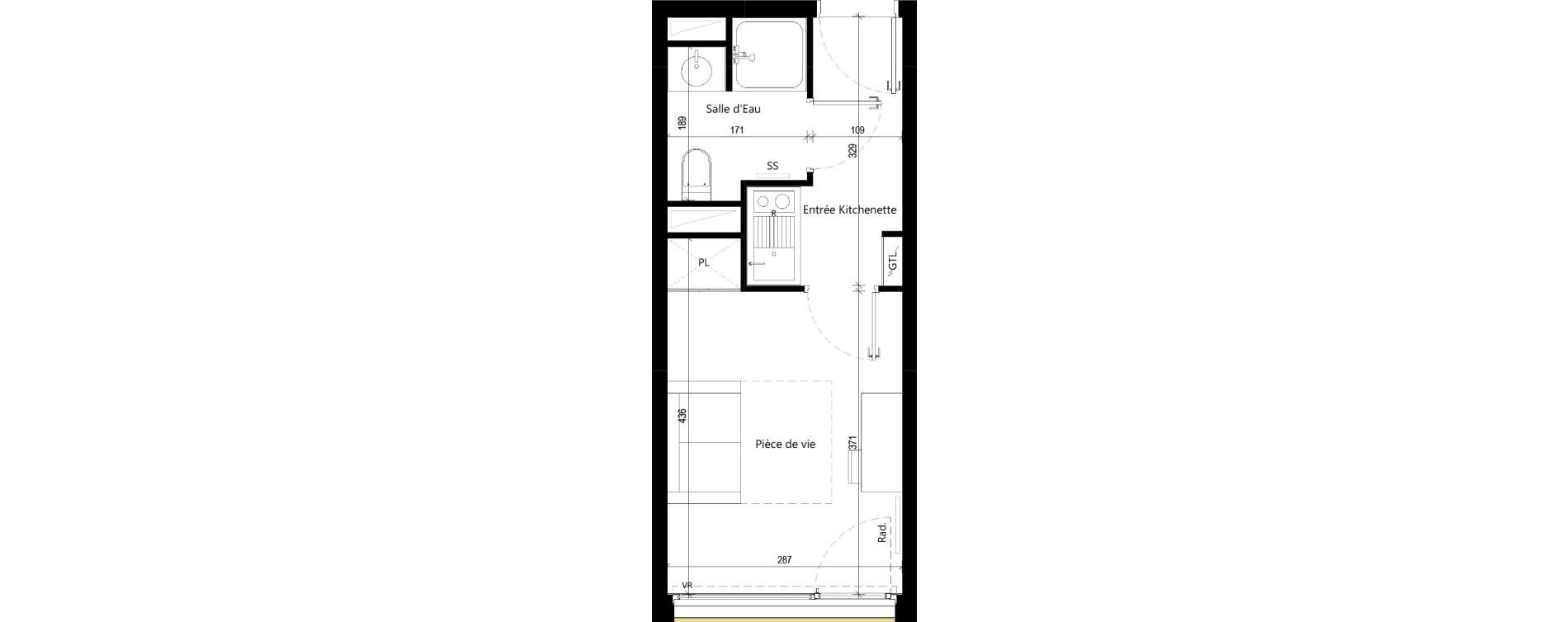 Appartement T1 meubl&eacute; de 18,94 m2 &agrave; Toulouse Rangueil
