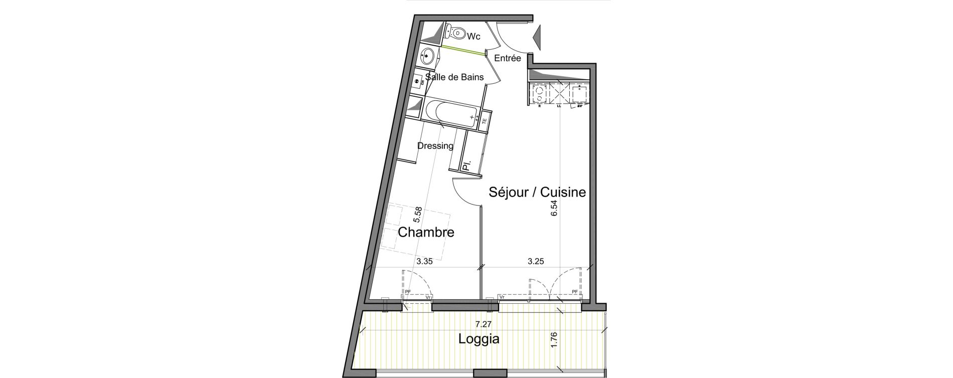 Appartement T2 de 43,55 m2 &agrave; Toulouse Cartoucherie