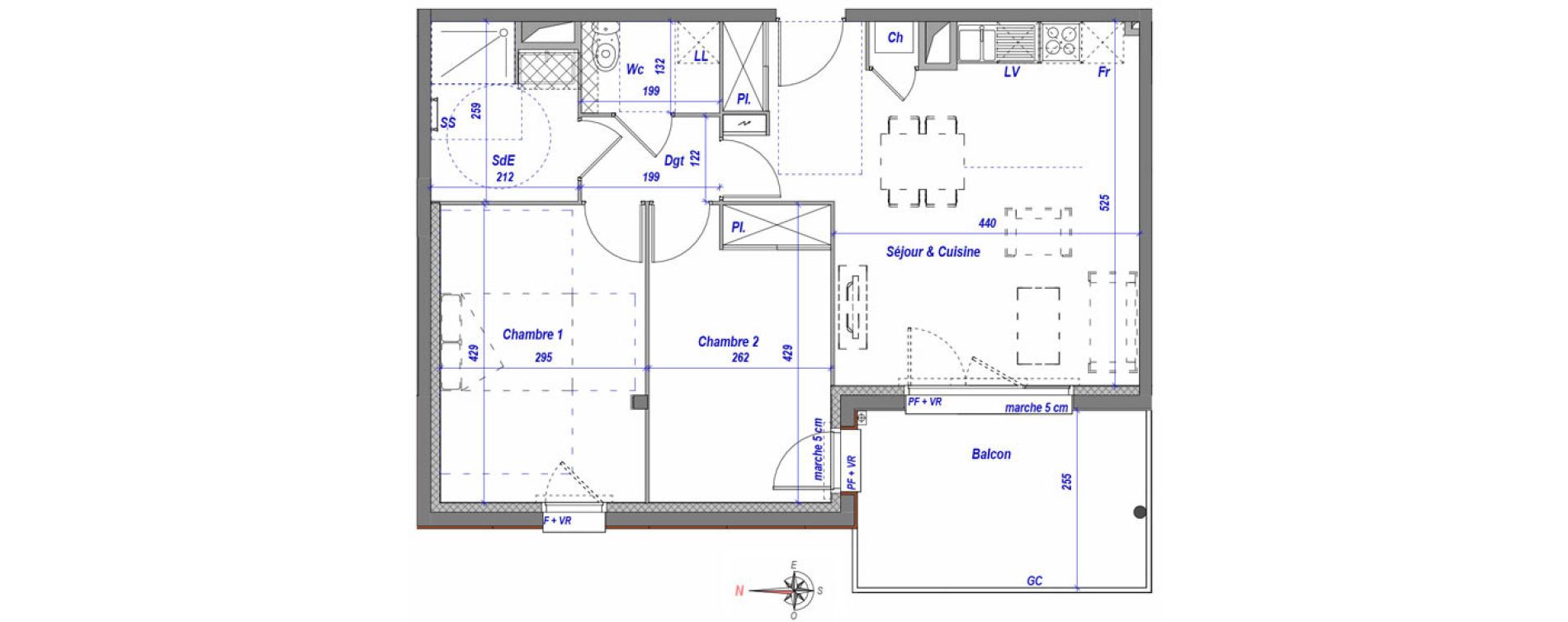 Appartement T3 de 60,51 m2 &agrave; Toulouse Croix daurade