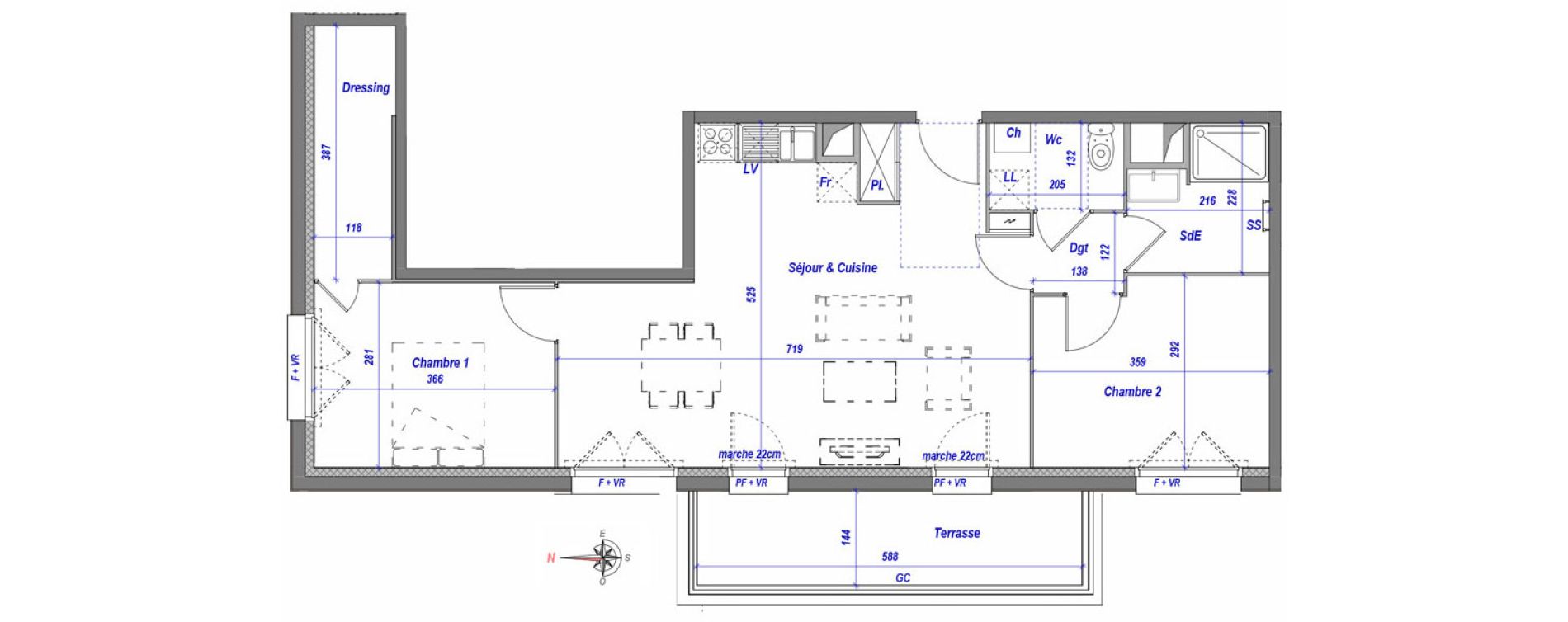Appartement T3 de 64,71 m2 &agrave; Toulouse Croix daurade