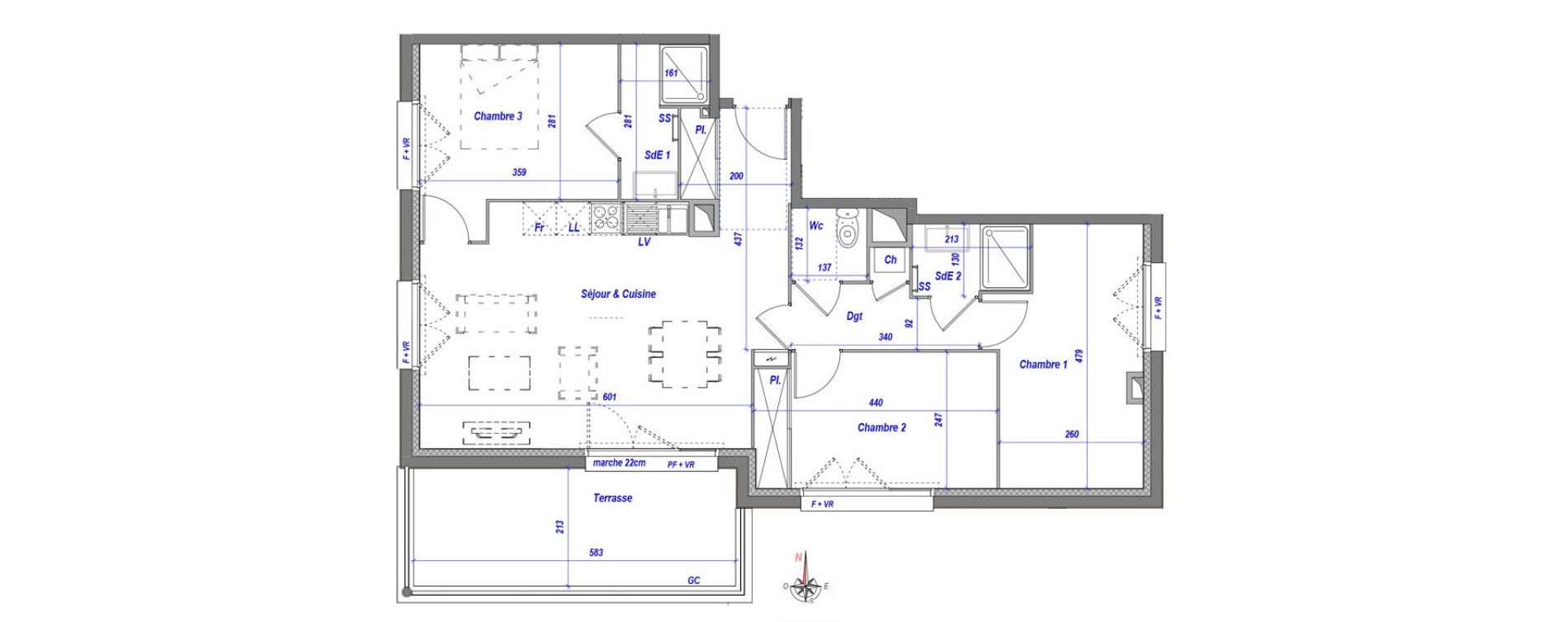 Appartement T4 de 76,56 m2 &agrave; Toulouse Croix daurade