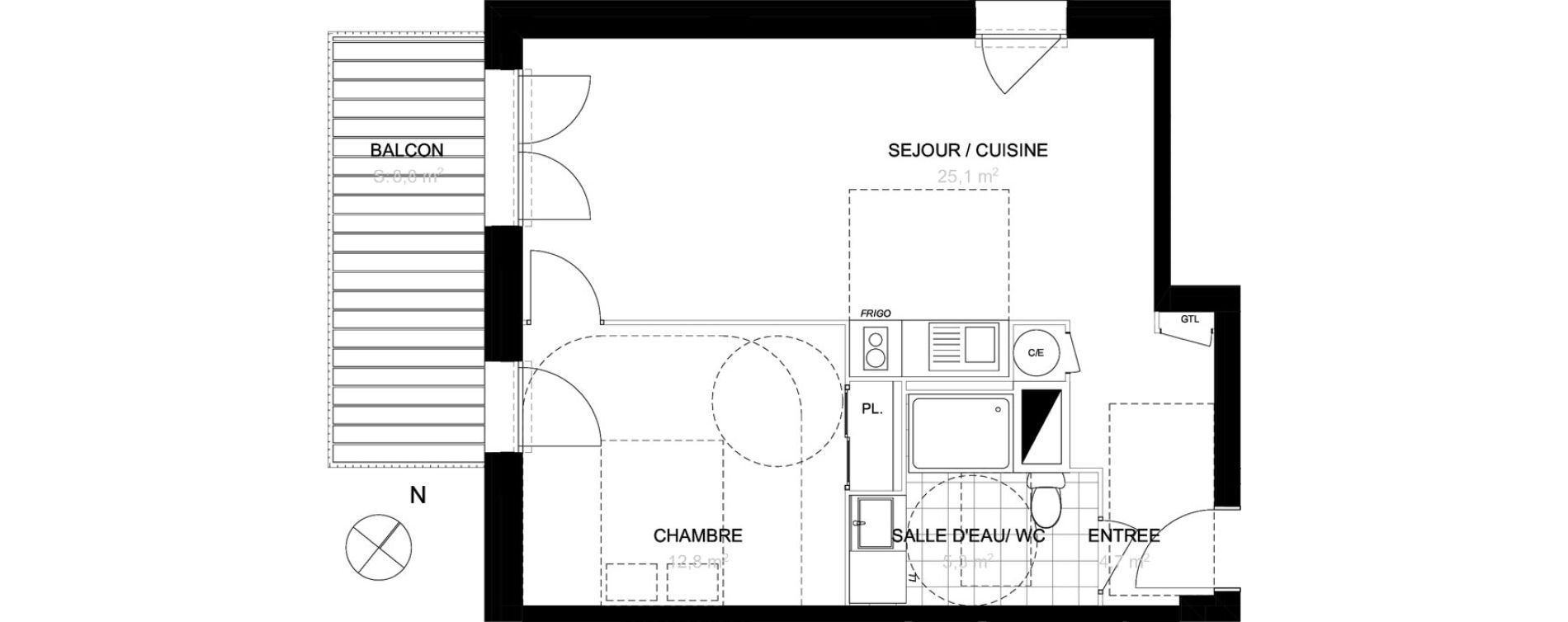 Appartement T2 de 47,90 m2 &agrave; Toulouse Saint-martin-du-touch