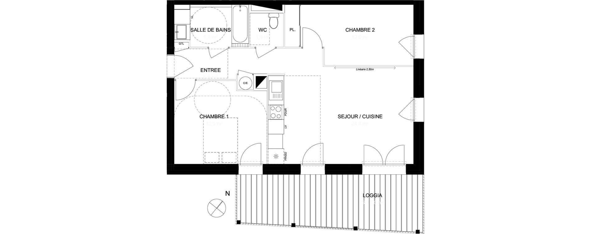 Appartement T3 de 62,00 m2 &agrave; Toulouse Saint-martin-du-touch