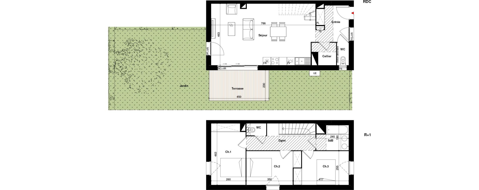 Villa T4 de 87,40 m2 &agrave; Toulouse Lardenne