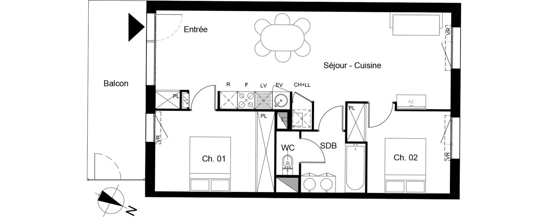Appartement T3 de 61,36 m2 &agrave; Toulouse Sept deniers
