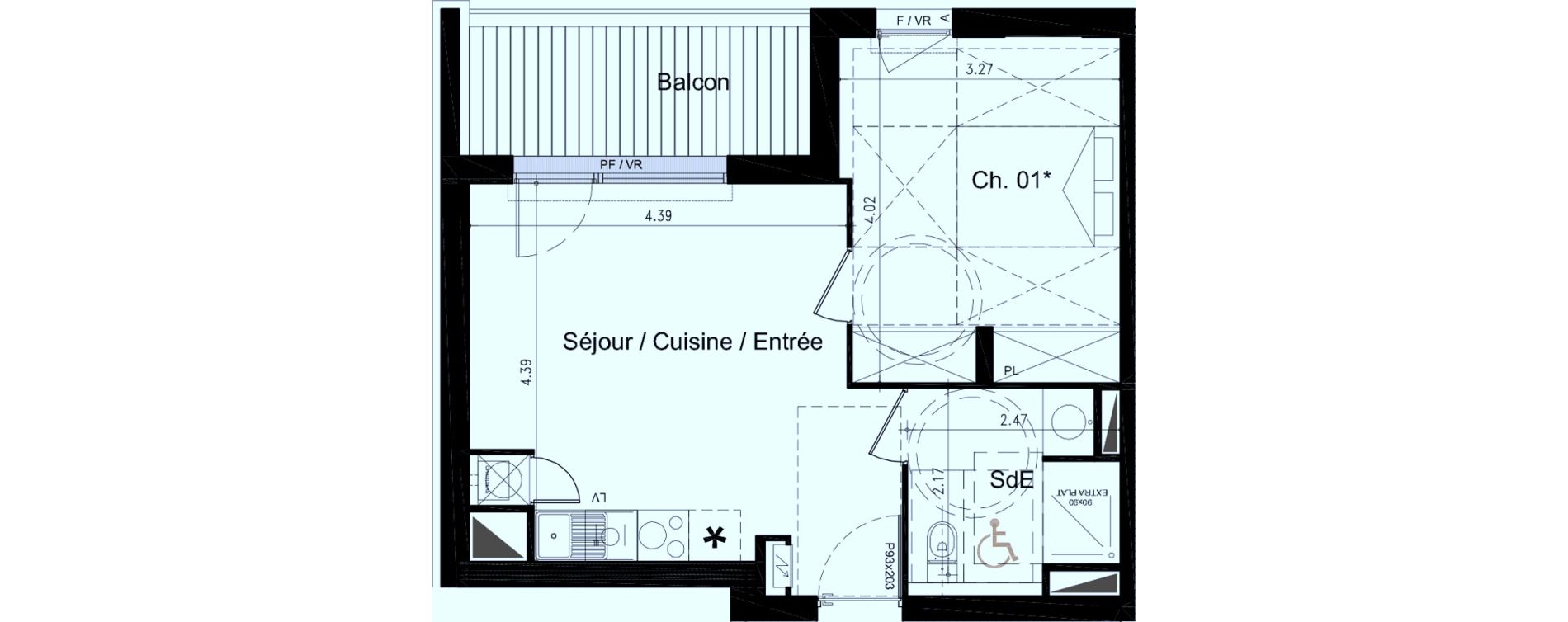 Appartement T2 de 38,50 m2 &agrave; Toulouse Pech david