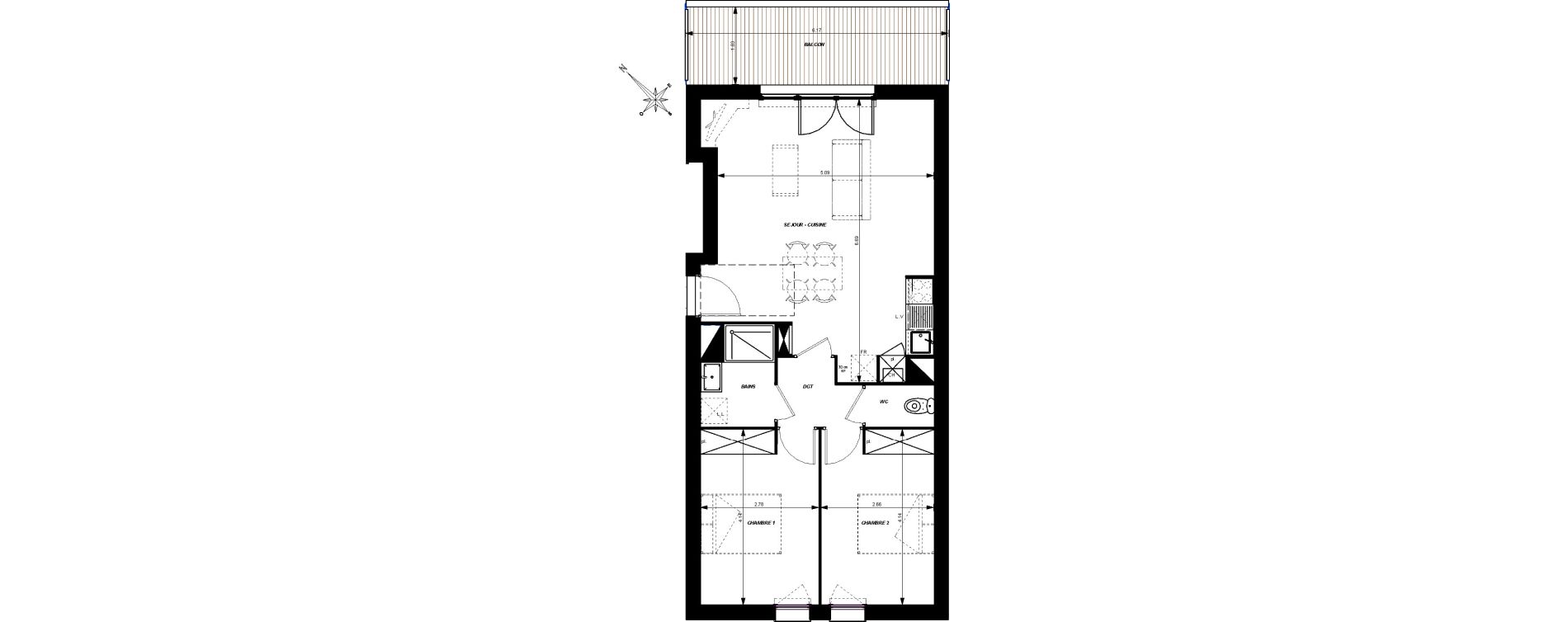 Appartement T3 de 62,18 m2 &agrave; Toulouse Croix daurade