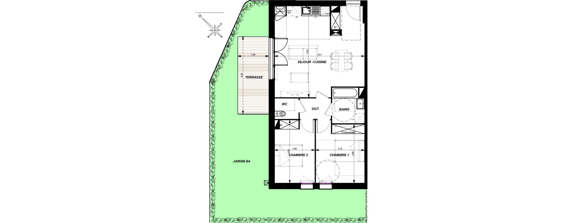 Appartement T3 de 64,27 m2 &agrave; Toulouse Croix daurade