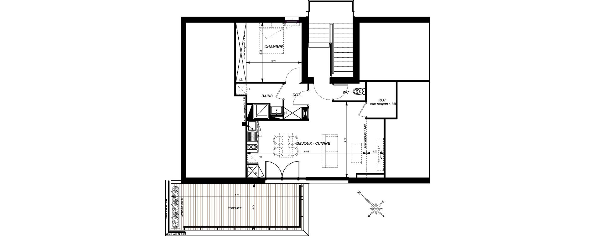 Appartement T2 de 46,51 m2 &agrave; Toulouse Croix daurade