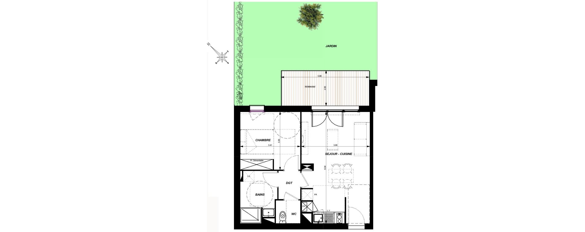 Appartement T2 de 44,66 m2 &agrave; Toulouse Croix daurade