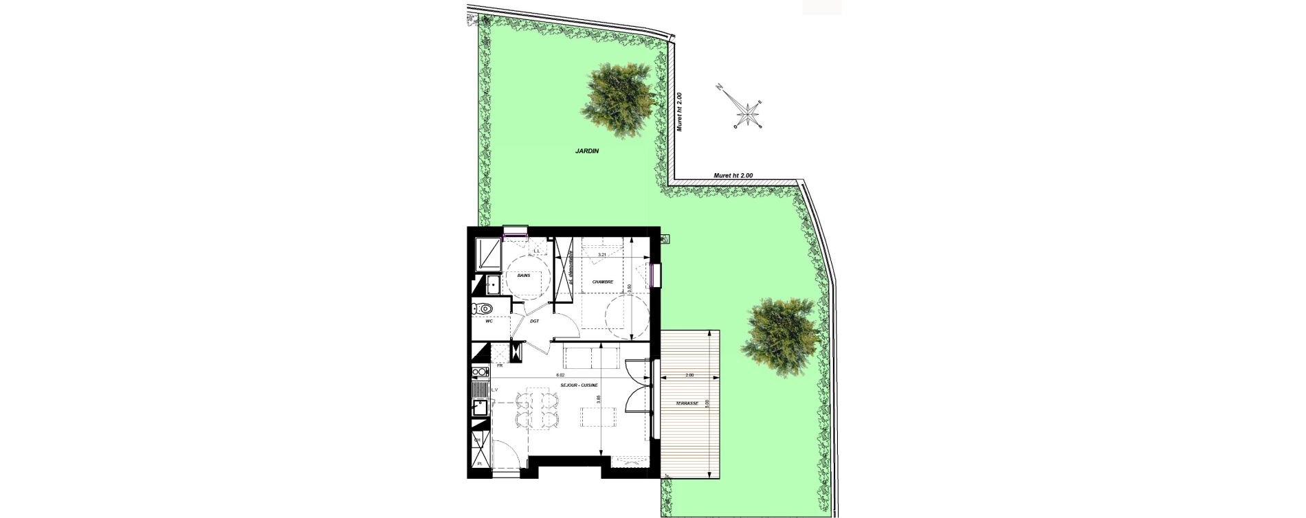 Appartement T2 de 43,52 m2 &agrave; Toulouse Croix daurade