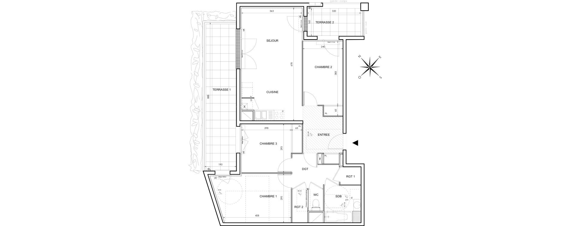 Appartement T4 de 77,47 m2 &agrave; Toulouse Trois cocus - borderouge - croix daurade - paleficat - grand selve