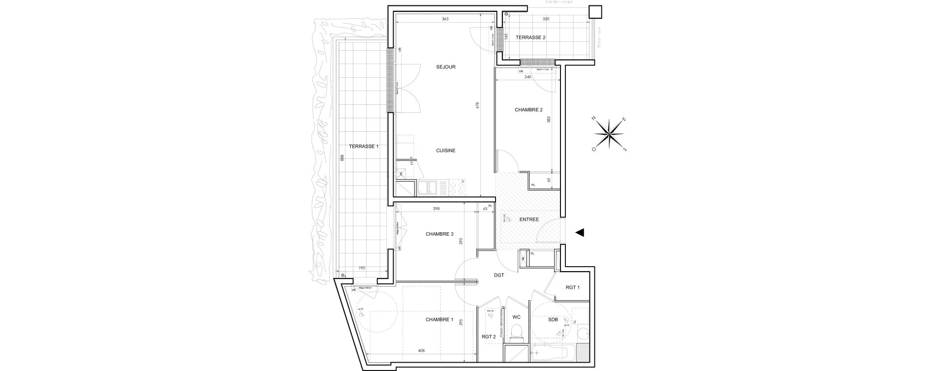 Appartement T4 de 77,47 m2 &agrave; Toulouse Trois cocus - borderouge - croix daurade - paleficat - grand selve