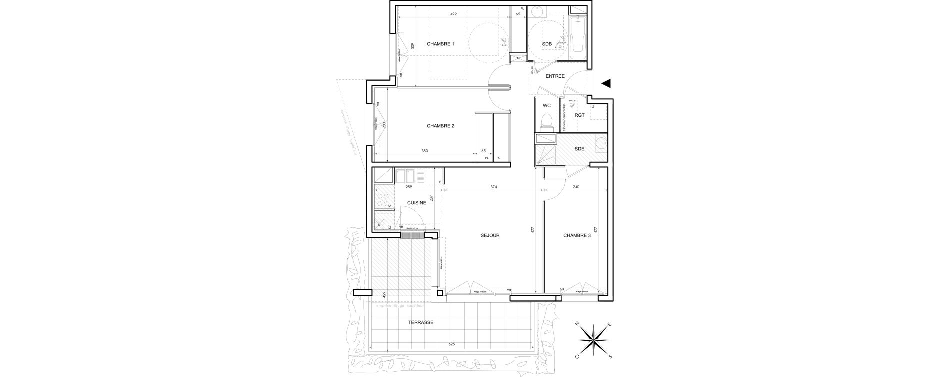 Appartement T4 de 80,63 m2 &agrave; Toulouse Trois cocus - borderouge - croix daurade - paleficat - grand selve