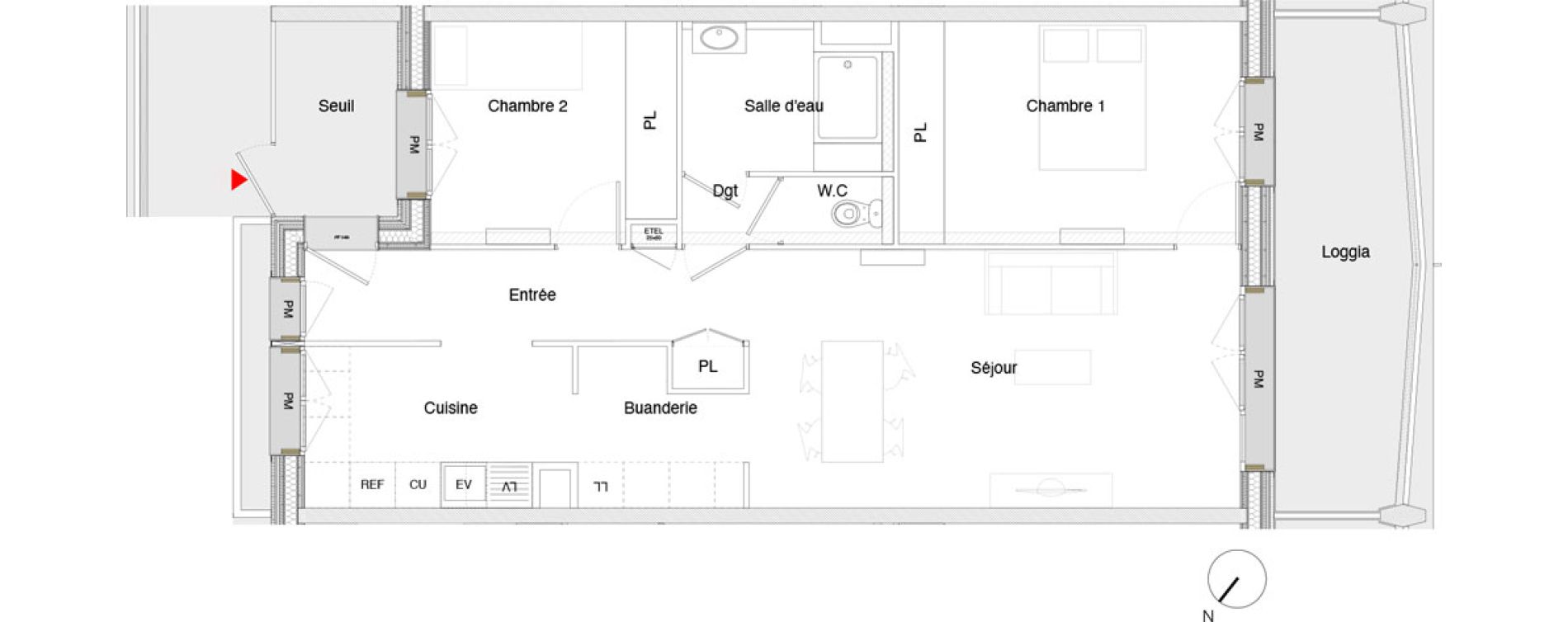 Appartement T3 de 70,50 m2 &agrave; Toulouse Saint-martin-du-touch