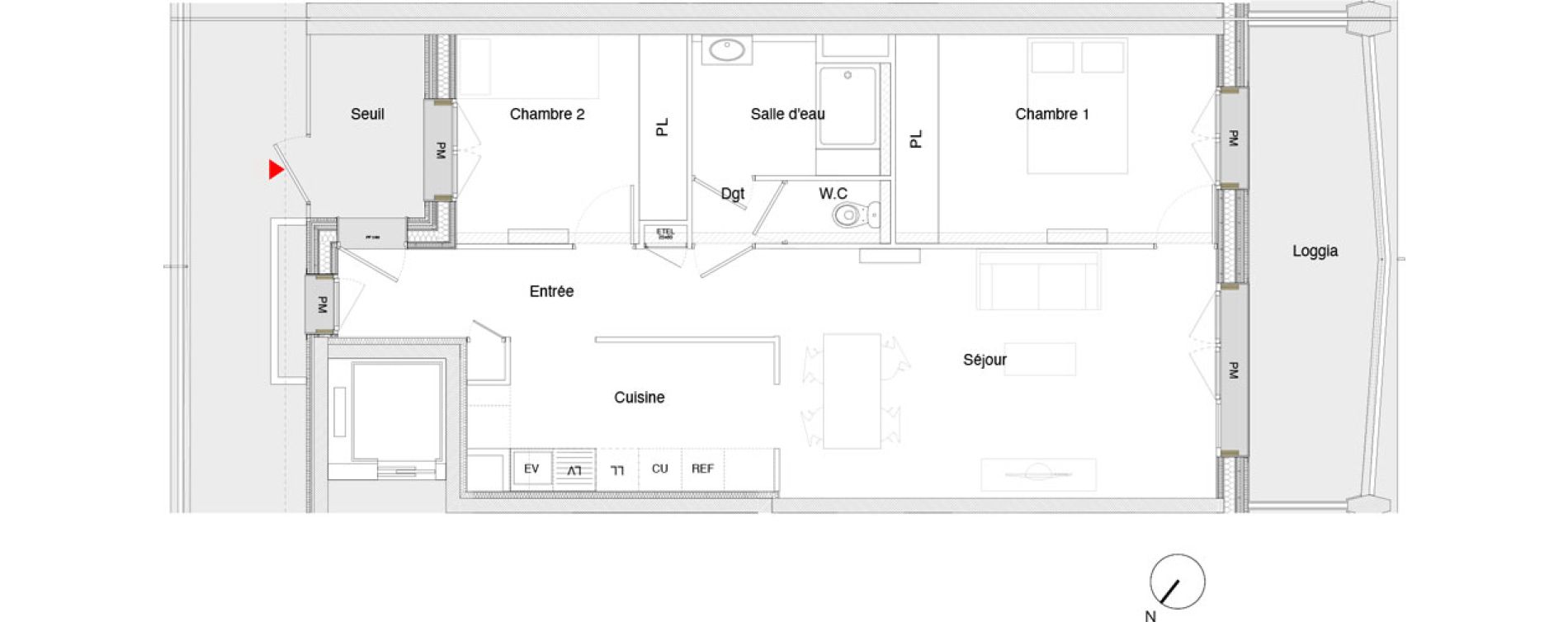 Appartement T3 de 67,60 m2 &agrave; Toulouse Saint-martin-du-touch