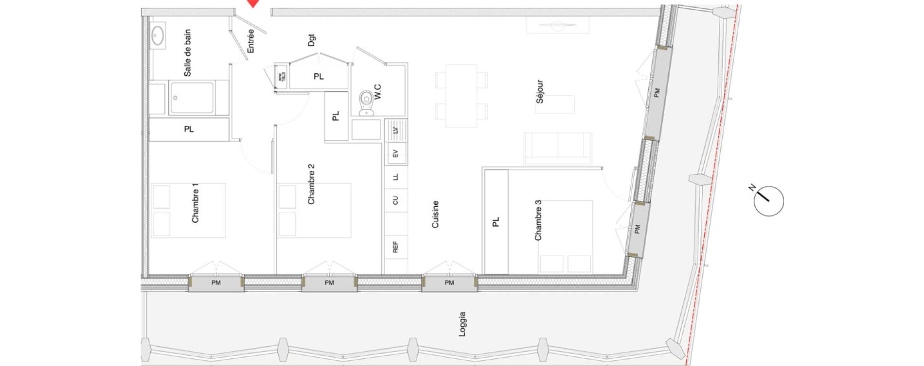 Appartement T4 de 80,50 m2 &agrave; Toulouse Saint-martin-du-touch