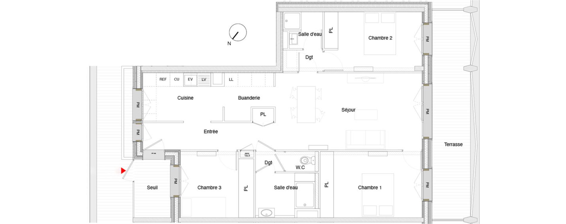 Appartement T4 de 86,10 m2 &agrave; Toulouse Saint-martin-du-touch