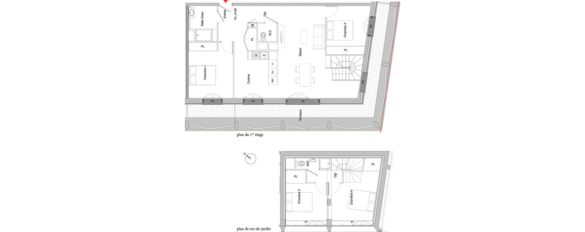 Duplex T5 de 102,90 m2 &agrave; Toulouse Saint-martin-du-touch